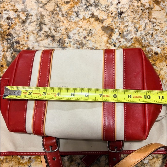 Vintage Coach, canvas and leather bag tan with red leather - Picture 9 of 10
